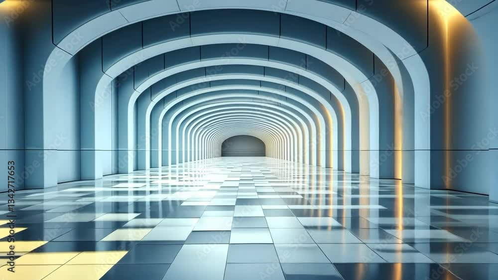 Poster futuristic archway corridor: a digital rendering of an endless architectural perspective