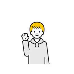 上半身のポーズ_シンプルな私服の男の子02