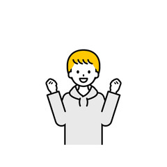 上半身のポーズ_シンプルな私服の男の子06