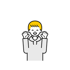 上半身のポーズ_シンプルな私服の男の子09