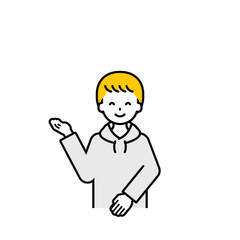 上半身のポーズ_シンプルな私服の男の子20