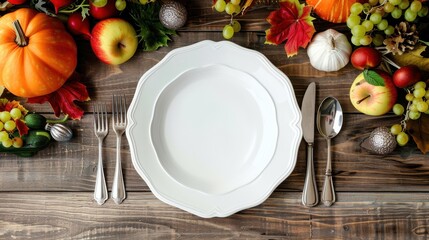 Thanksgiving Table Setting with Pumpkins and Autumn Decor