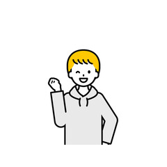 上半身のポーズ_シンプルな私服の男の子05