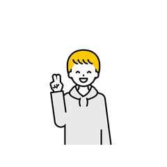 上半身のポーズ_シンプルな私服の男の子04