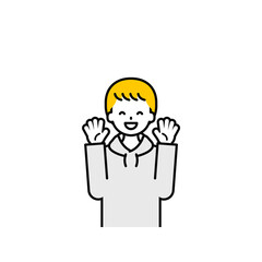 上半身のポーズ_シンプルな私服の男の子09