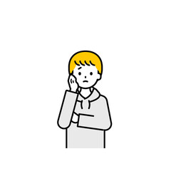 上半身のポーズ_シンプルな私服の男の子12