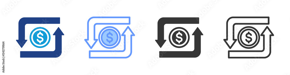 Poster Cash Flow icon set multiple style collection