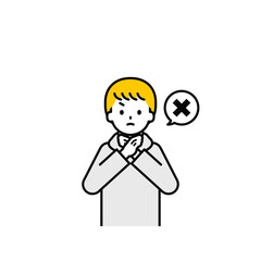 上半身のポーズ_シンプルな私服の男の子14