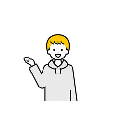 上半身のポーズ_シンプルな私服の男の子17