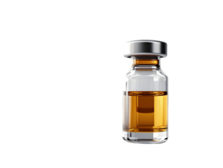 Close-up of a transparent vial containing a liquid, symbolizing research, pharmaceuticals, or medical discoveries.