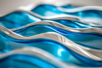 Blue & Silver Waves Abstract Design