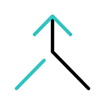 Abstract Upward Arrow Graphic Design Element Modern Minimalist Teal and Black Vector Illustration