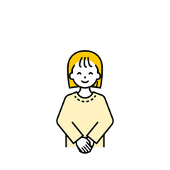 上半身のポーズ_シンプルな私服の女の子19