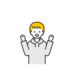 上半身のポーズ_シンプルな私服の男の子06