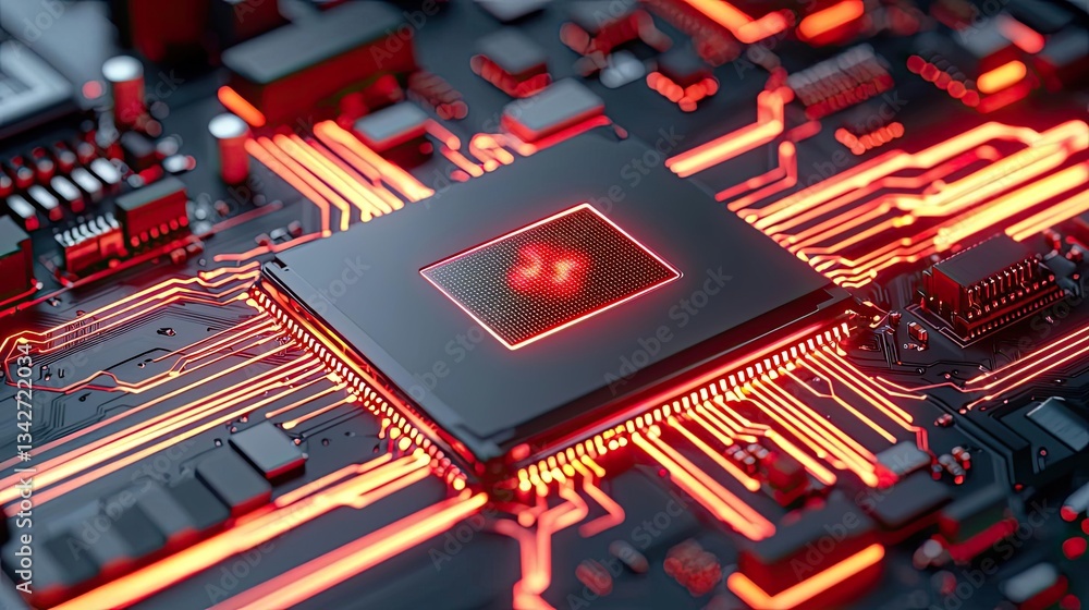 Aufkleber cybersecurity network security and data protection concept. close-up view of a modern circuit board 
