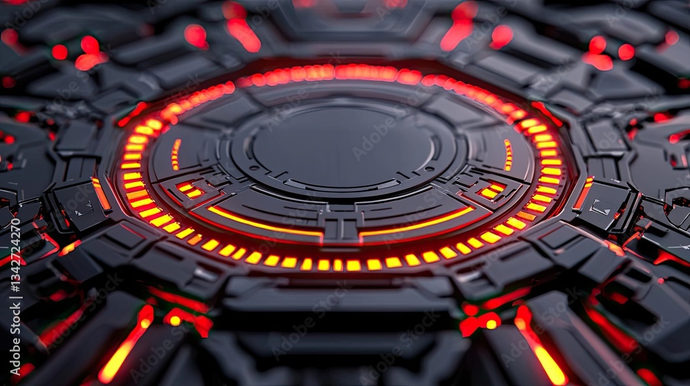 Poster cybersecurity network security and data protection concept. futuristic glowing circuit design with v