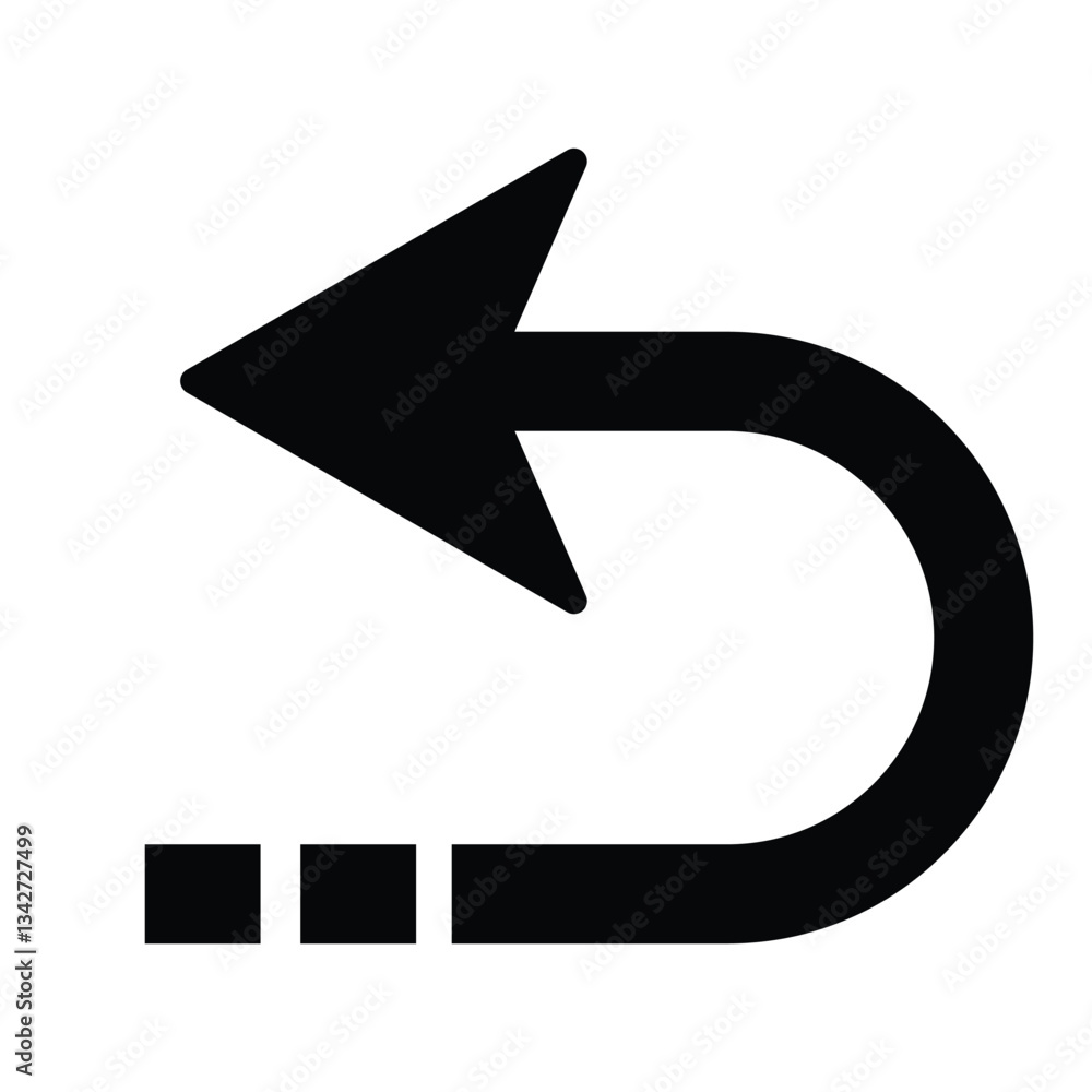 Poster arrow sing and symbols icon, black go, back return arrow icon, simple vector u turn shape pointer si