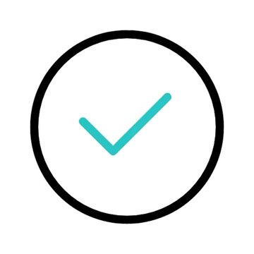 Check Mark Icon Teal Tick in a Circle -  Approval, Confirmation, Complete, Success Symbol
