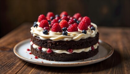 Delicious cake with creamy frosting, decorative toppings, and a soft, moist texture. 