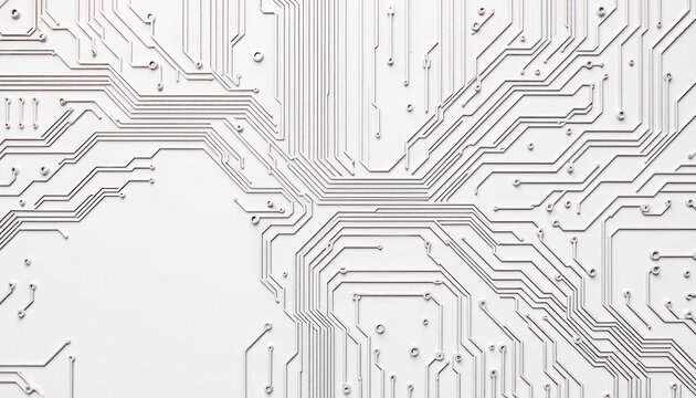 Abstract white circuit board pattern on white background, electrical, connection