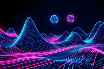 Neon Grid: Abstract Digital Landscape