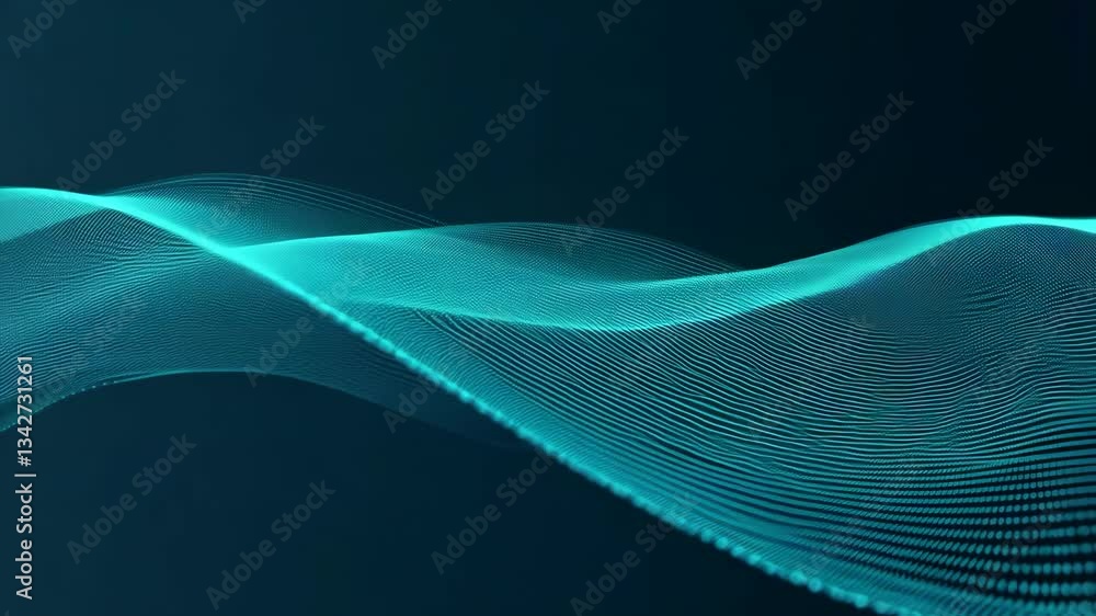 Poster abstract wave patterns in blue tones on dark background for video overlay