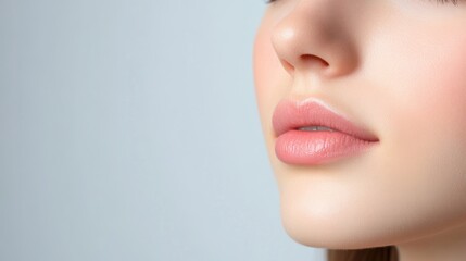 Close-up woman's face, soft light, gentle expression