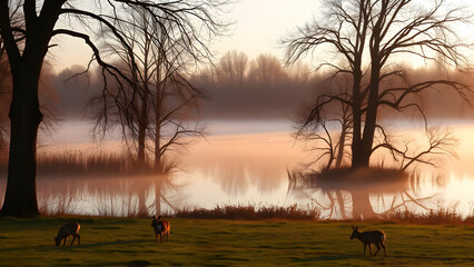sunrise over lake