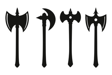 Vector steel swords set, sharp metal weapon illustration