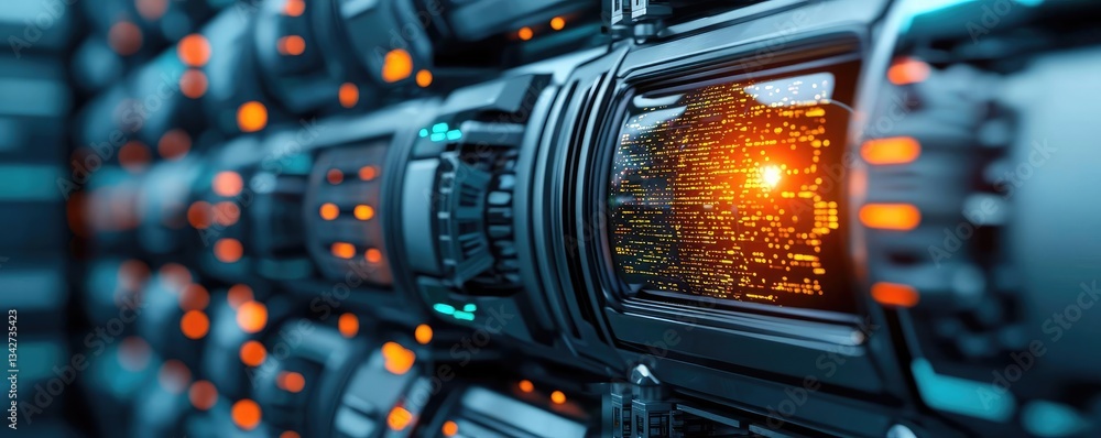 Poster cybersecurity cyberspace protection and network security concept. futuristic close-up of advanced te