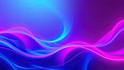 Naklejka premium Electric Dreamscape Of Flowing Neon Waves In Vibrant Blues And Pinks, A Digital Art Masterpiece
