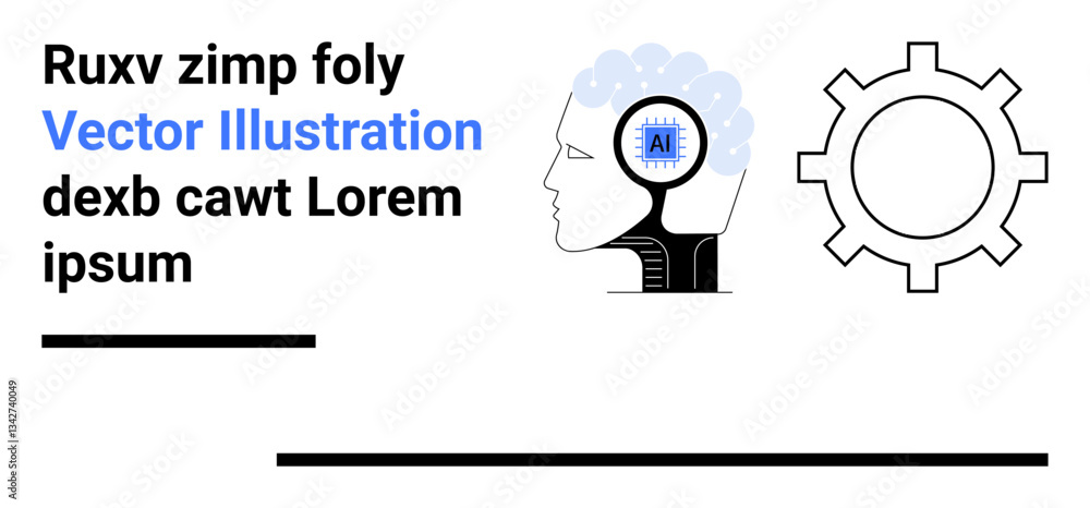 Poster brain with ai chip and gear represents artificial intelligence, technology, innovation, problem-solv