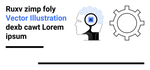 Brain with AI chip and gear represents artificial intelligence, technology, innovation, problem-solving. Ideal for AI, data science, creativity, automation, education tech blogs simple landing page
