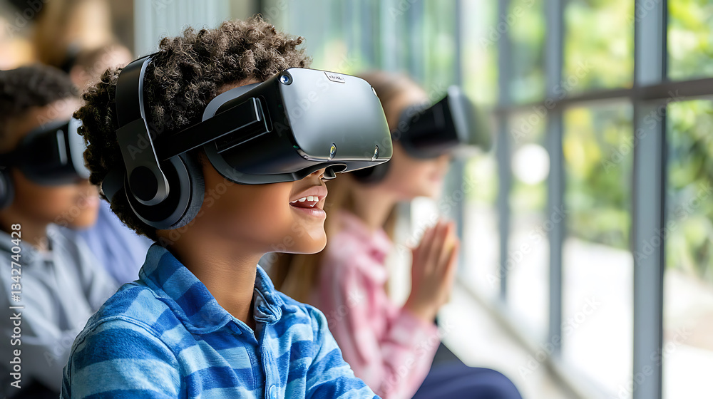Aufkleber immersive virtual reality experience for children in a classroom setting with engaging learning envi