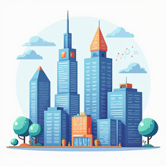 Fototapeta premium Modern City Skyline Illustration - Flat design