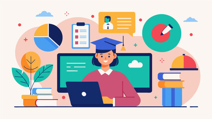 An online education platform that uses historic data to predict the most effective teaching ods for individual students.. Vector illustration
