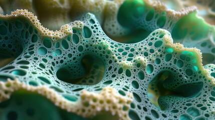 Intricate green and yellow fractal pattern resembling organic textures