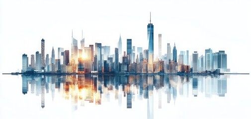 Fototapeta premium White background, New York City skyline, buildings