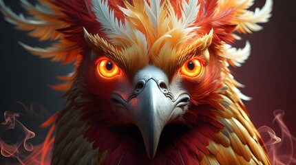 Digital Illustration of a Glowing Phoenix in Flames