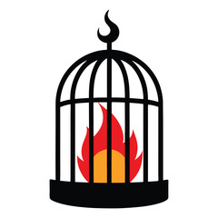 caged fire icon silhouette