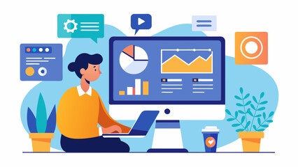 Obraz premium Analyzing web traffic data to optimize the user experience and drive conversions on a companys website.. Vector illustration