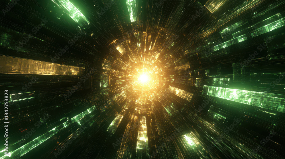 Poster vibrant digital data flow pattern radiates energy and light, creating mesmerizing visual experience