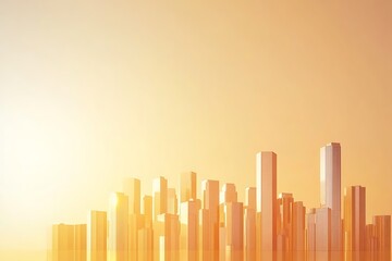 Sunrise over a golden city skyline; background for business and modern themes