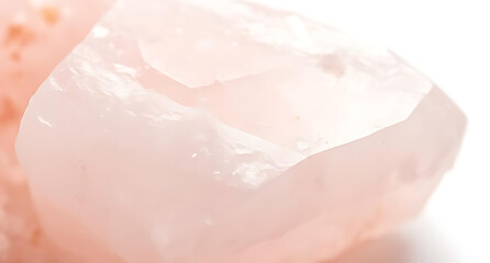 Fototapeta premium close-up shot of a raw rose quartz crystal with soft light highlighting its natural pink hues and textures