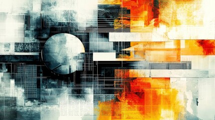 Creative fusion of layered text and bold geometric designs.