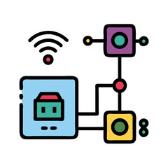 Smart Home Automation Network Icon Vector