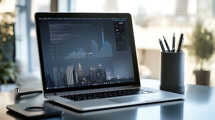 Black Laptop with Digital Display and Internet Connectivity
