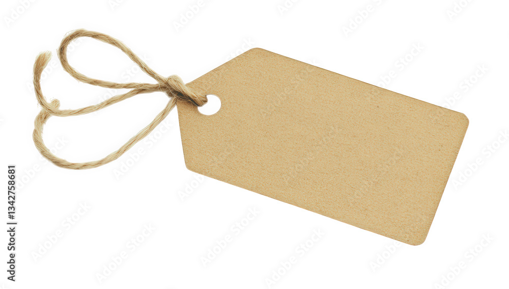 Poster a blank brown kraft paper tag with a string attached typically used for labeling or pricing items it