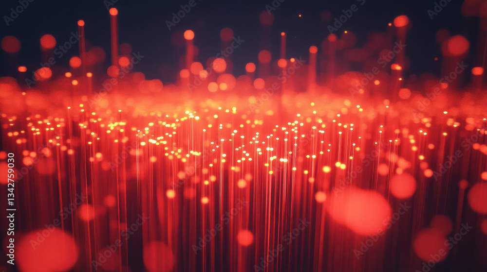 Poster vibrant red glowing particles create mesmerizing abstract background
