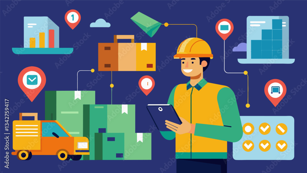 Poster an augmented reality tool for warehouse workers providing realtime data on product locations and pic